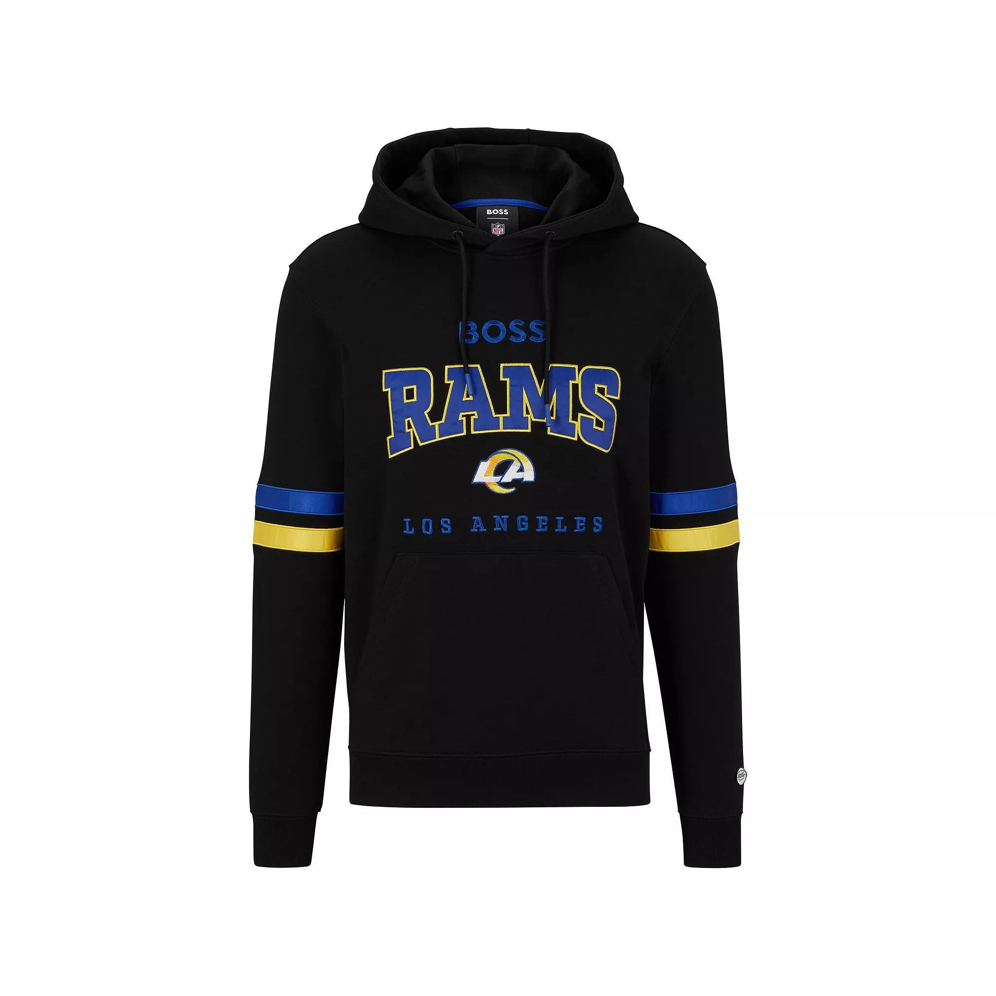 Men's BOSS X NFL  Black/Royal Los Angeles Rams Touchdown Pullover Hoodie, Size: Small Product Image