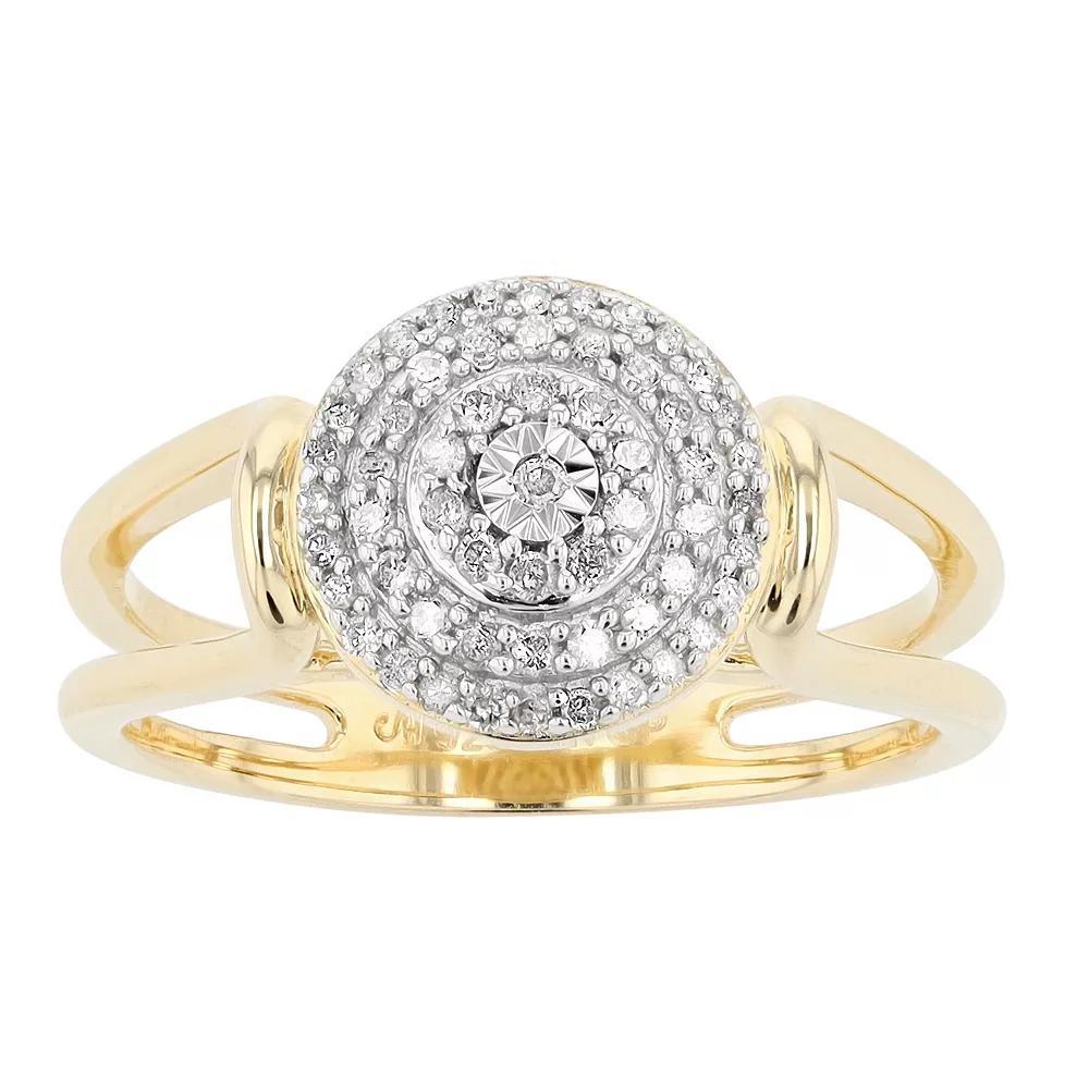 14k Gold Over Sterling Silver 1/5 Carat T.W. Diamond Ring, Women's, Size: 7, Gold Tone Product Image