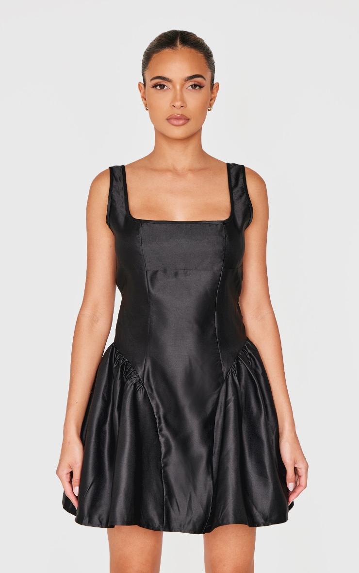 Black Bow Back Detail Skater Dress Product Image
