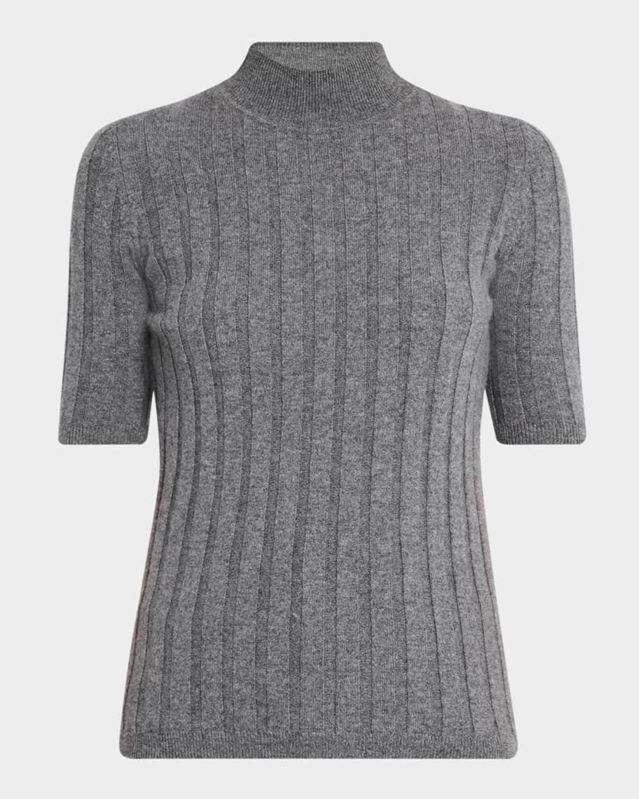 Cashmere Ribbed Mock Neck Sweater Product Image