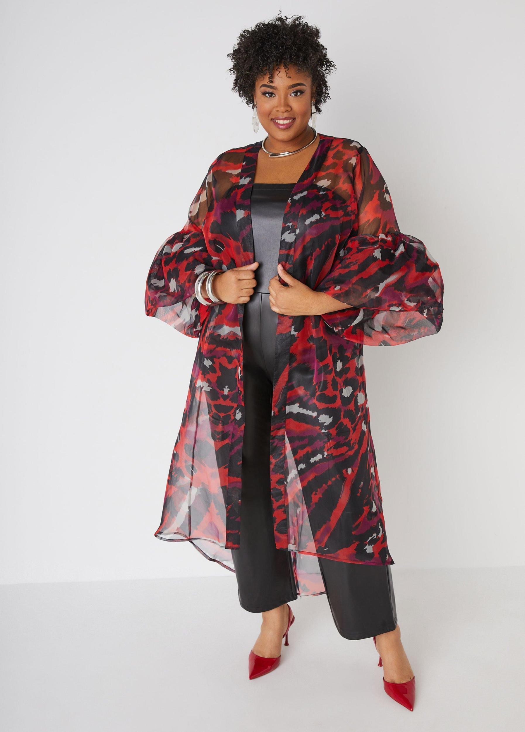 Plus Size Animal Print Organza Duster Ashley Stewart Product Image