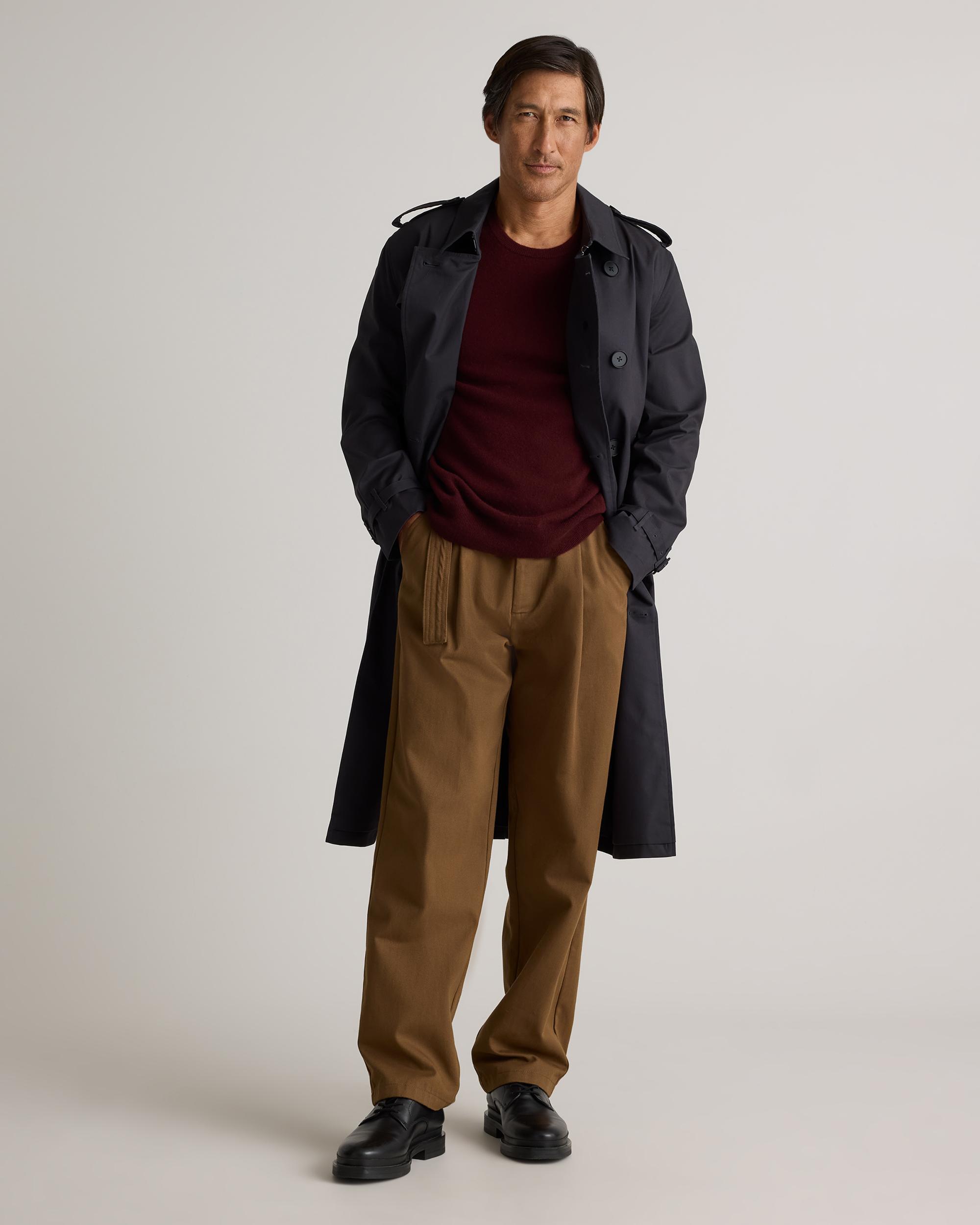 Quince | Men's Comfort Stretch Long Trench Coat Organic Cotton Product Image