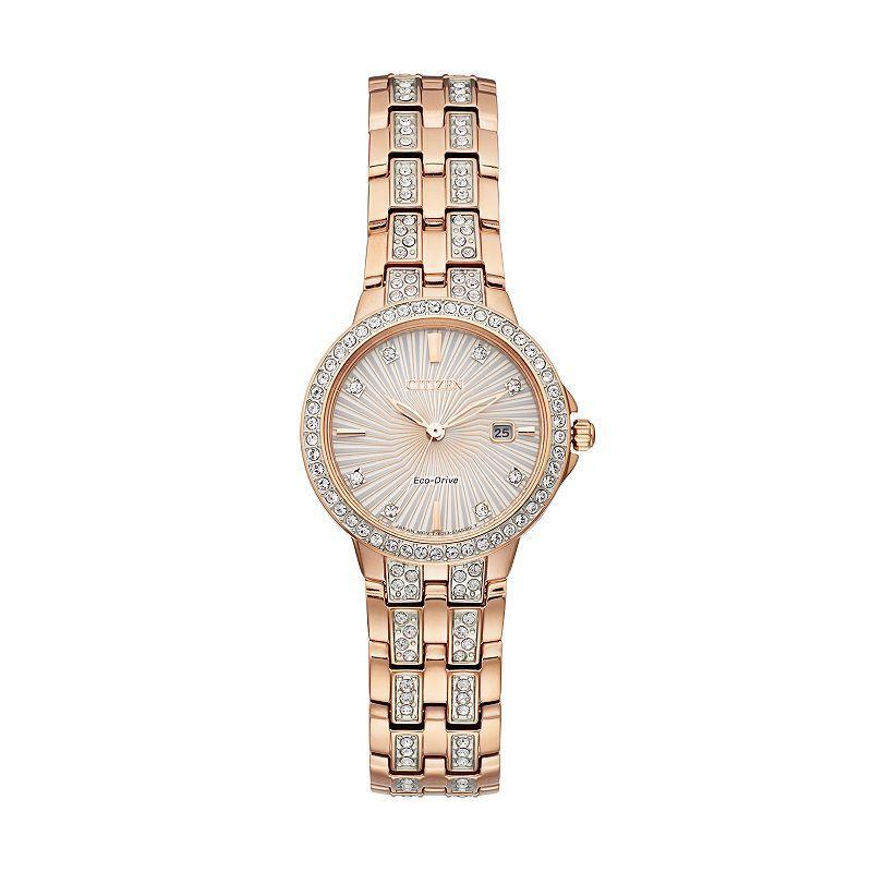 Citizen Eco-Drive Womens Silhouette Crystal Stainless Steel Watch - EW2340-58A Two Tone Product Image