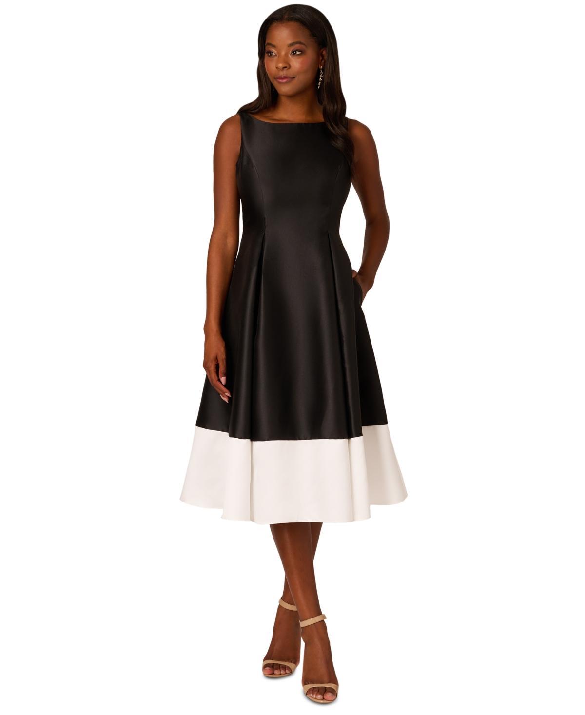 Adrianna Papell Two Toned Mikado Midi Dress Ivory) Women's Dress Product Image
