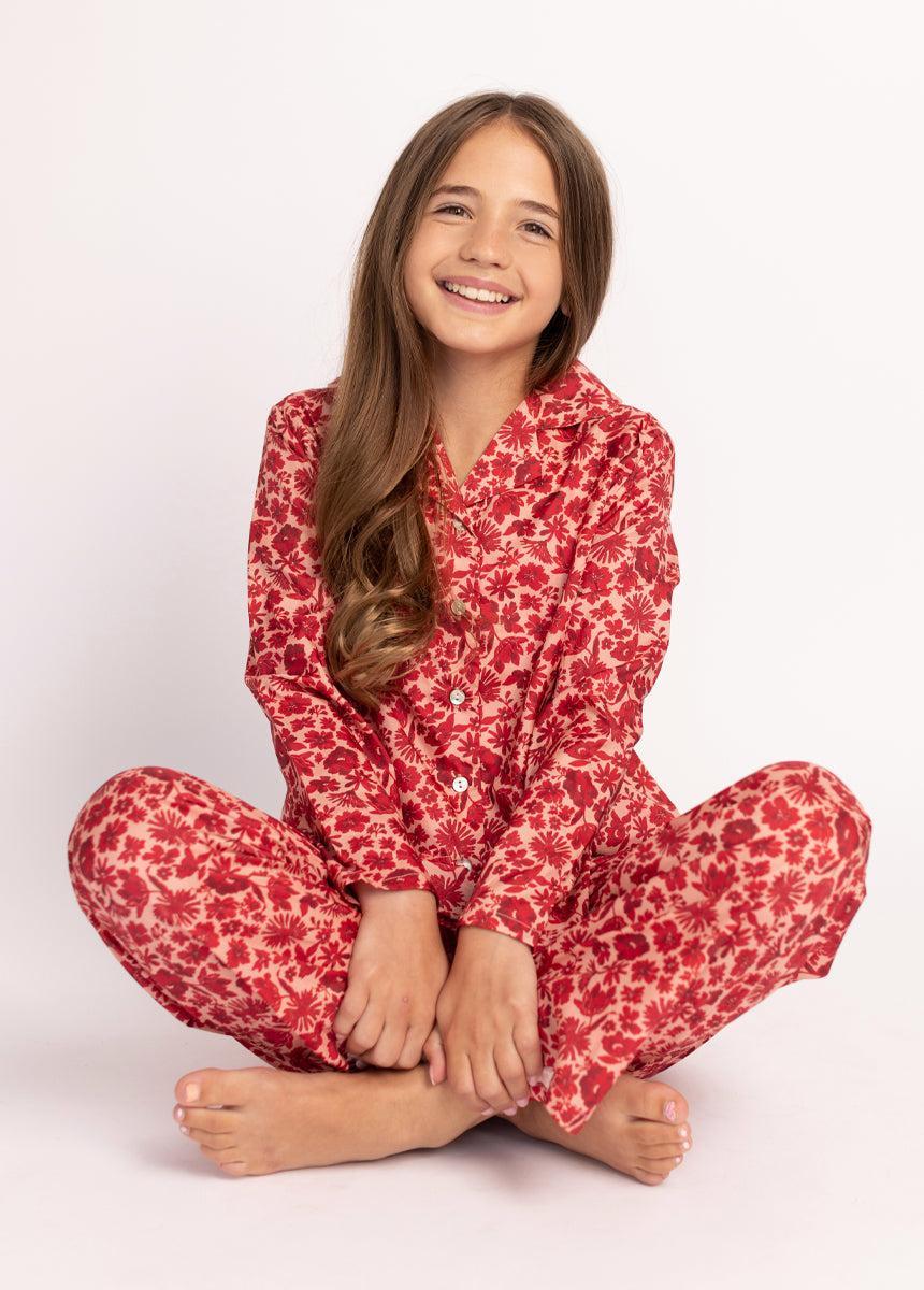 Lyanne PJ Set in Red Floral Girls Product Image