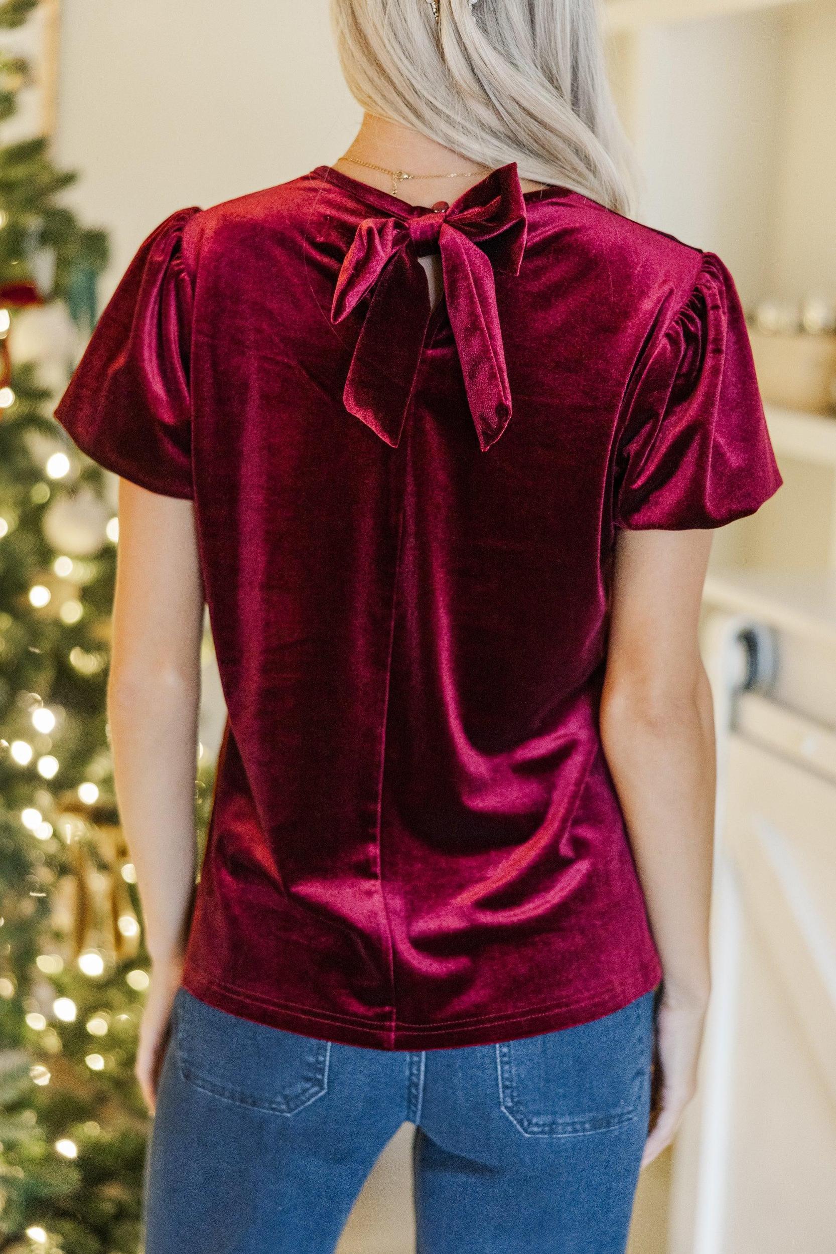 Got It All Red Velvet Blouse Female Product Image