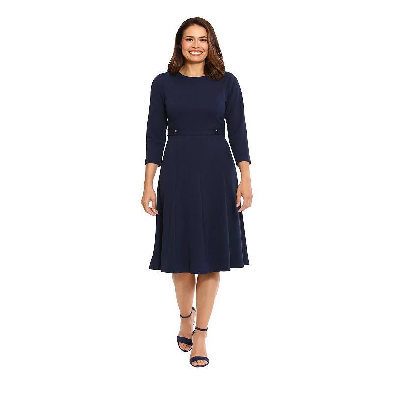 Women's London Times Side Tab Fit & Flare Dress, Size: 10, Blue Blue Product Image