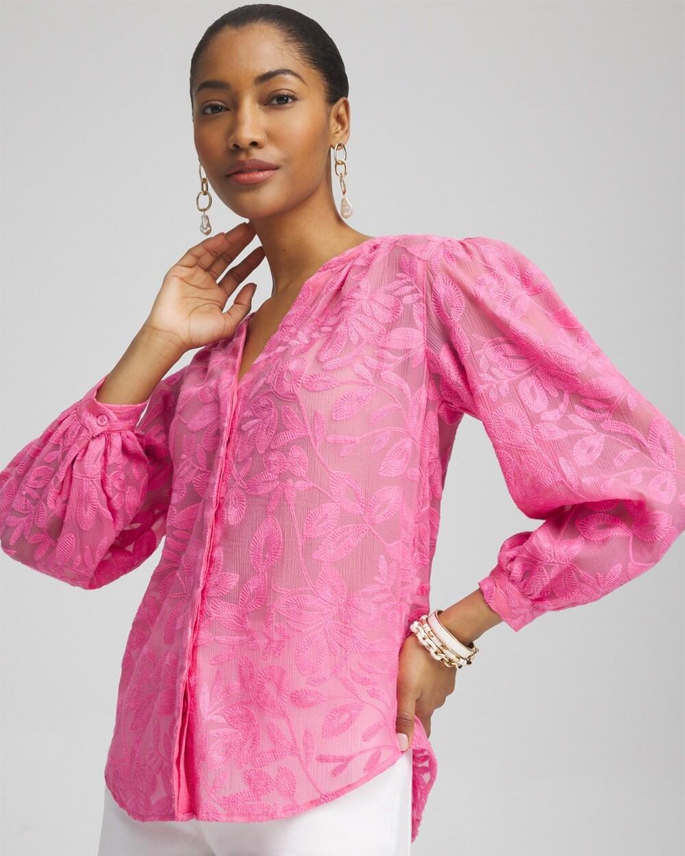 Women's Chiffon Embroidered Shirt Product Image