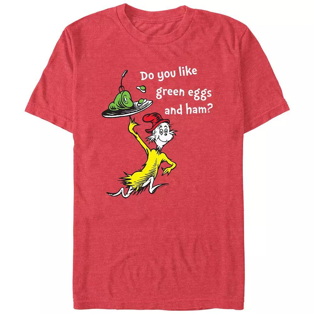 Men's Dr. Seuss Do You Like Green Eggs And Ham? Graphic Tee, Size: Large, Red Grey Product Image