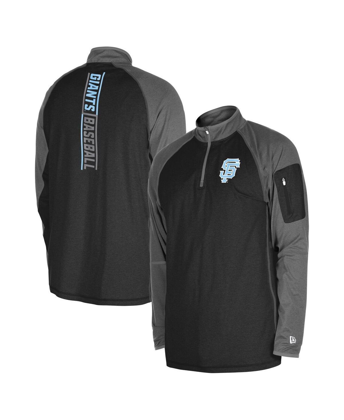 Men's New Era Black San Francisco Giants Father's Day Raglan Quarter-Zip Top, Size: Medium Product Image