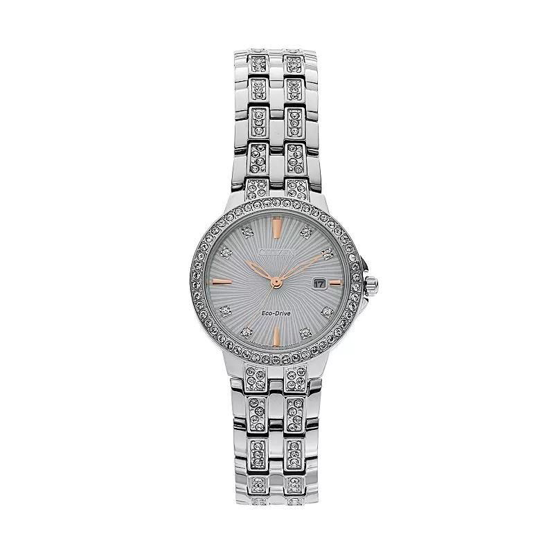 Citizen Eco-Drive Womens Silhouette Crystal Stainless Steel Watch - EW2340-58A Two Tone Product Image