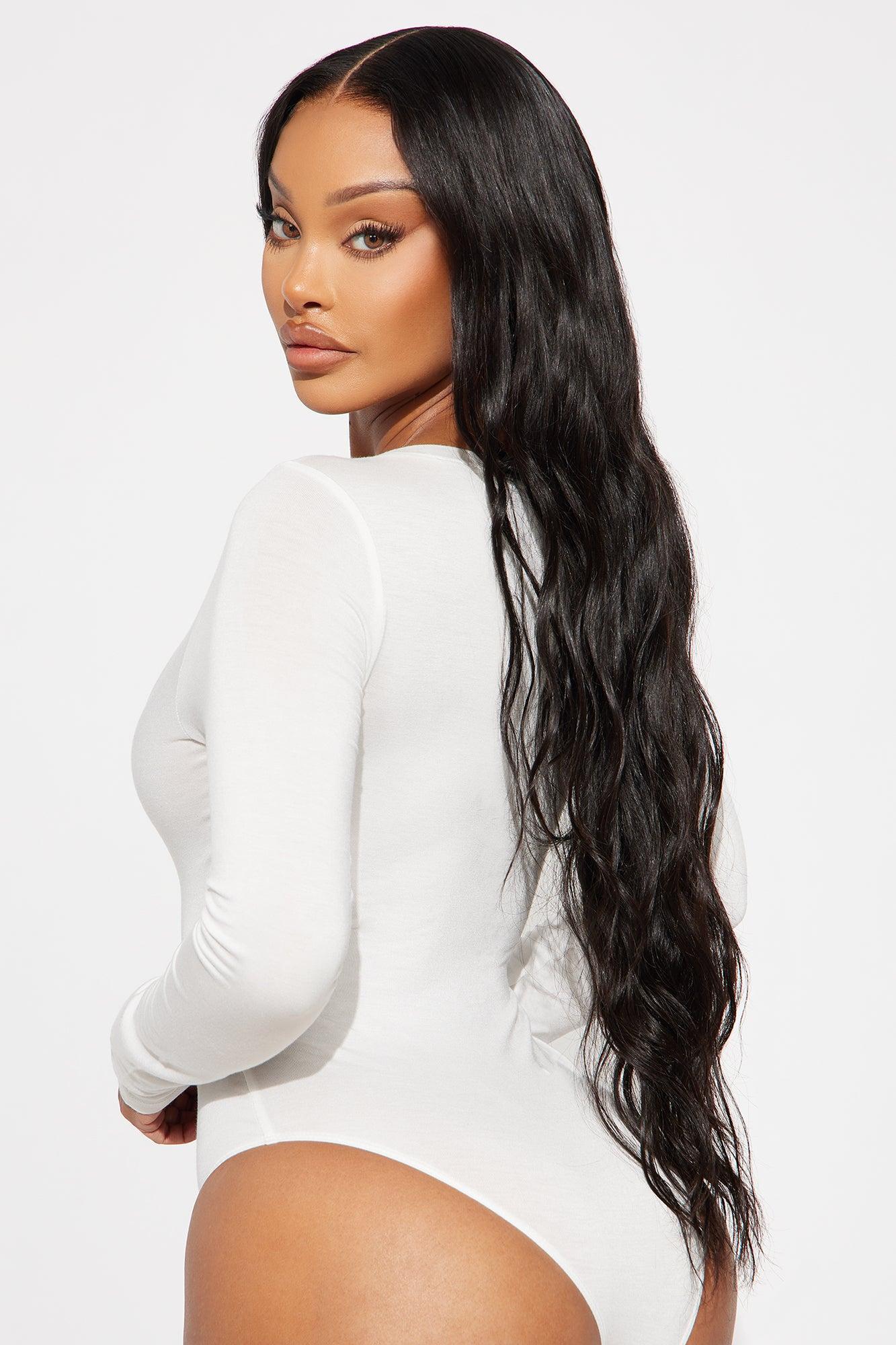 Marlene Scoop Neck Long Sleeve Bodysuit - White Product Image