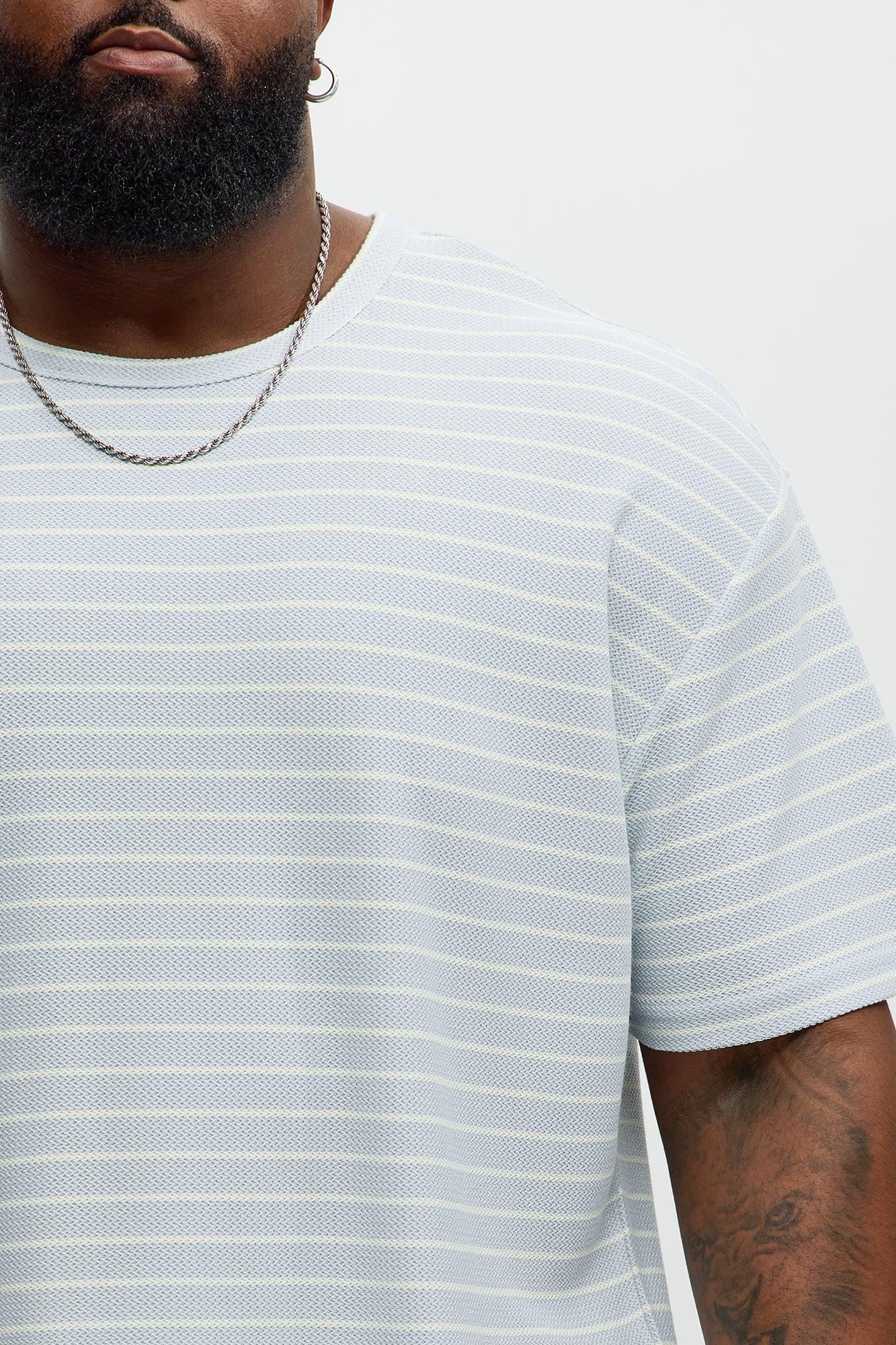 Denton Texture Striped Knit Relaxed Tee - Blue/combo Product Image
