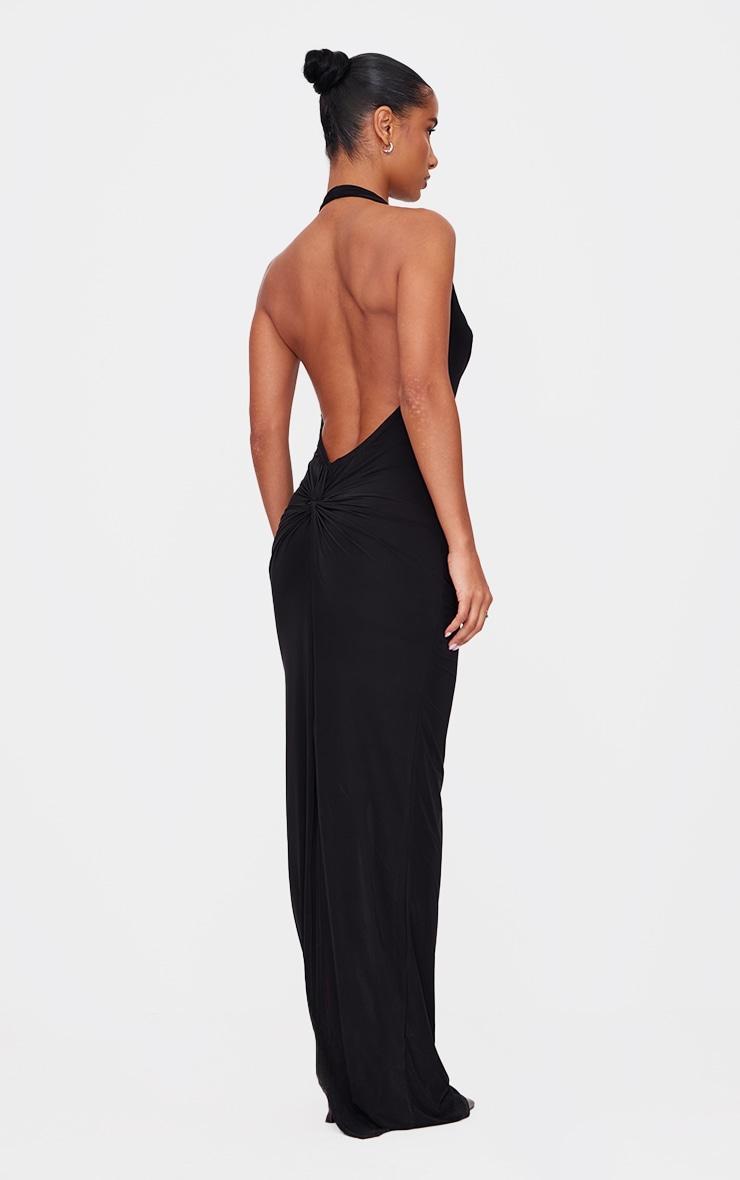 Chocolate Soft Touch Cowl Neck Twist Back Detail Maxi Dress Product Image