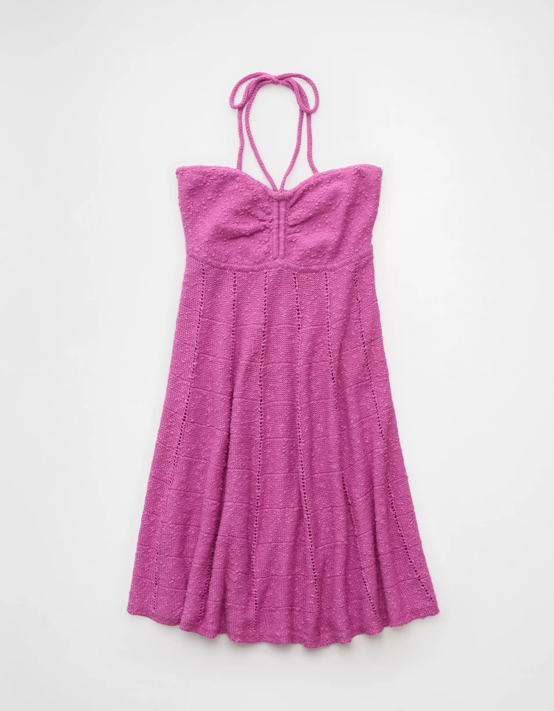 AE Halter Crochet Mini Dress Product Image