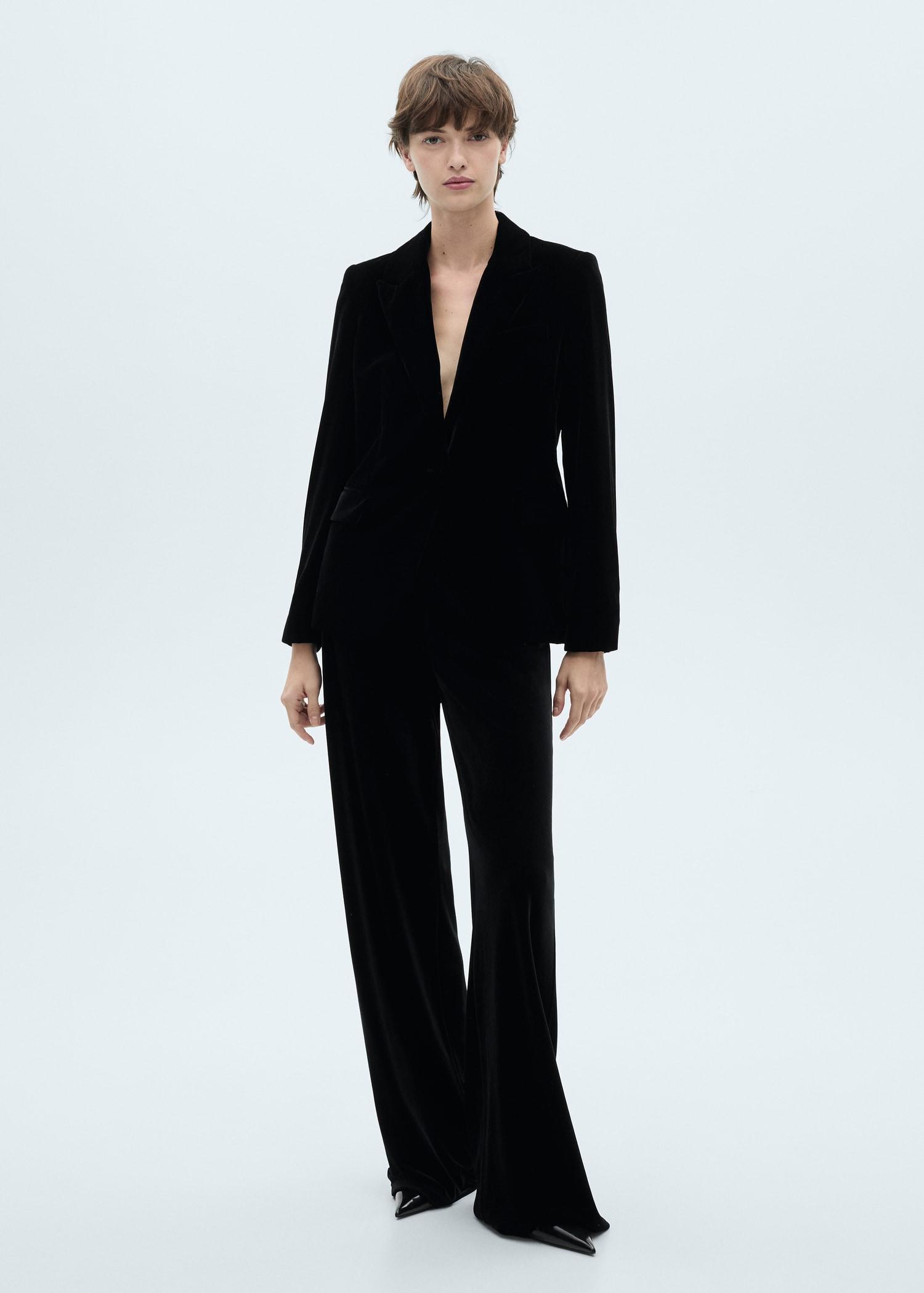 Structured velvet jacket - Women | MANGO USA Product Image