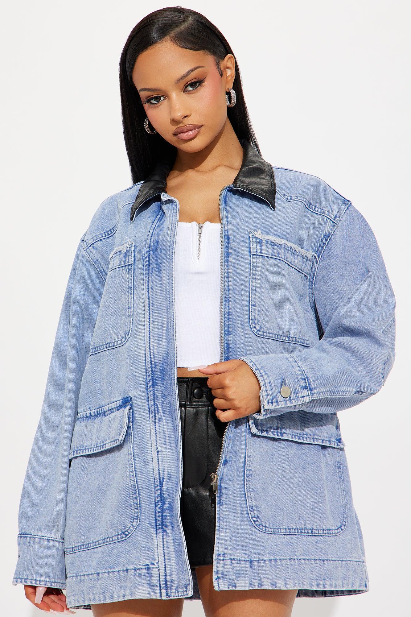 Bare Minimum Oversized Denim Barn Jacket - Medium Wash Product Image