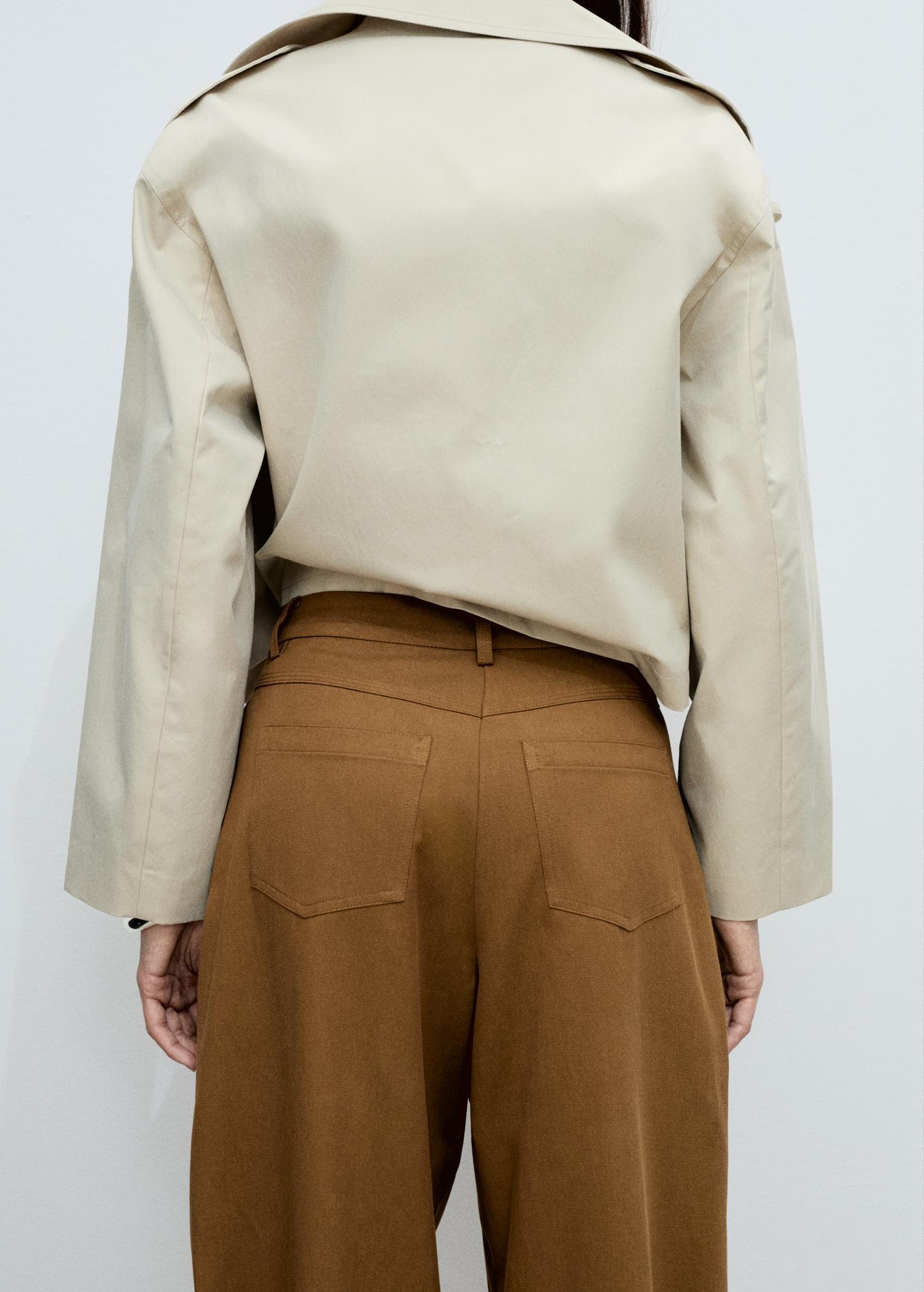 Wide-leg pants in cotton and lyocell blend - Women | MANGO USA Product Image