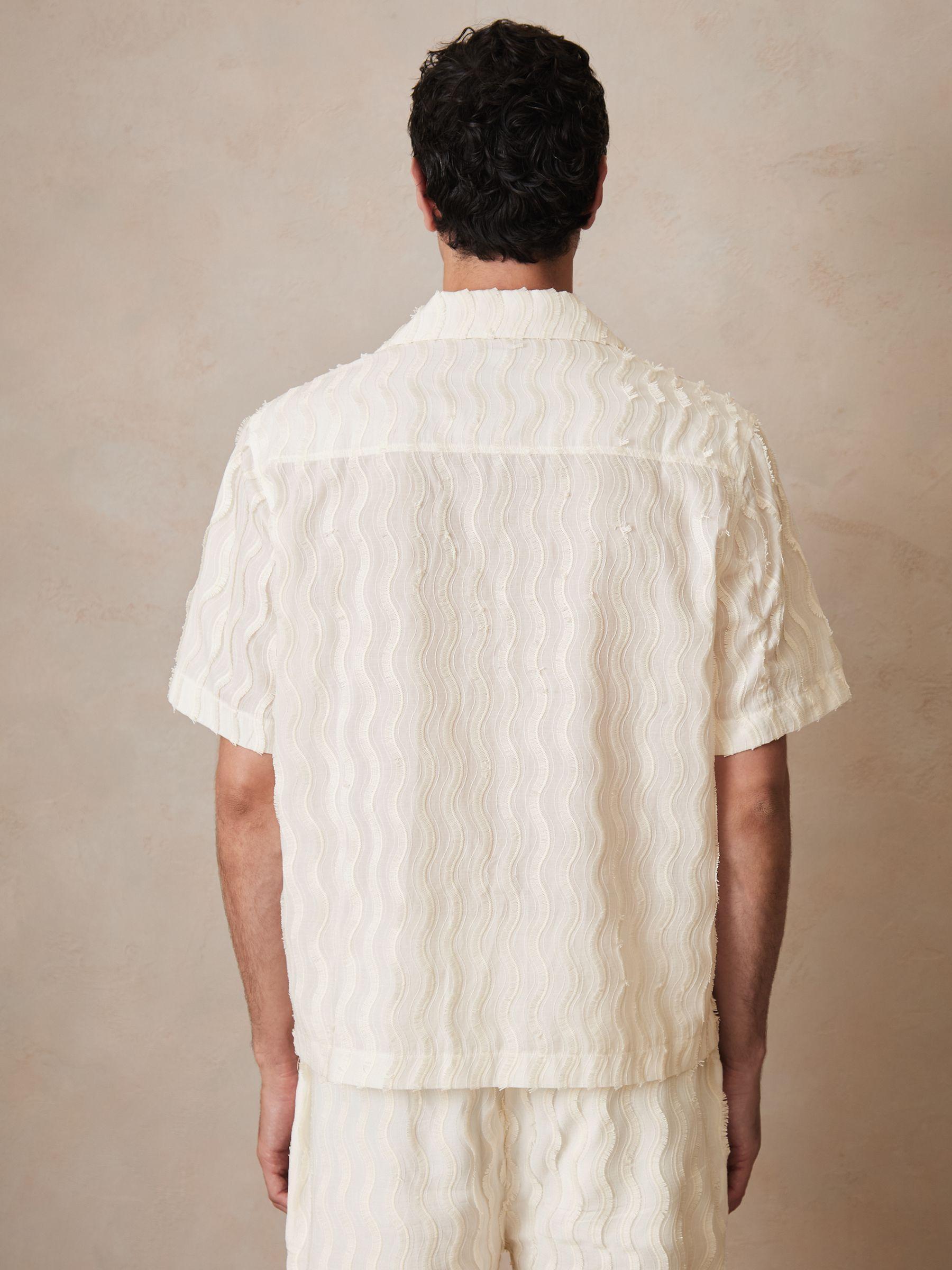 Reiss | Ché Fringed-Wave Shirt in Off White Product Image