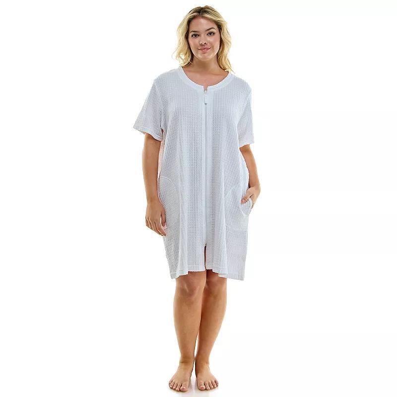 Plus Size Croft & Barrow® Zip Front Robe, Women's, Size: 1XL, White Solid Product Image