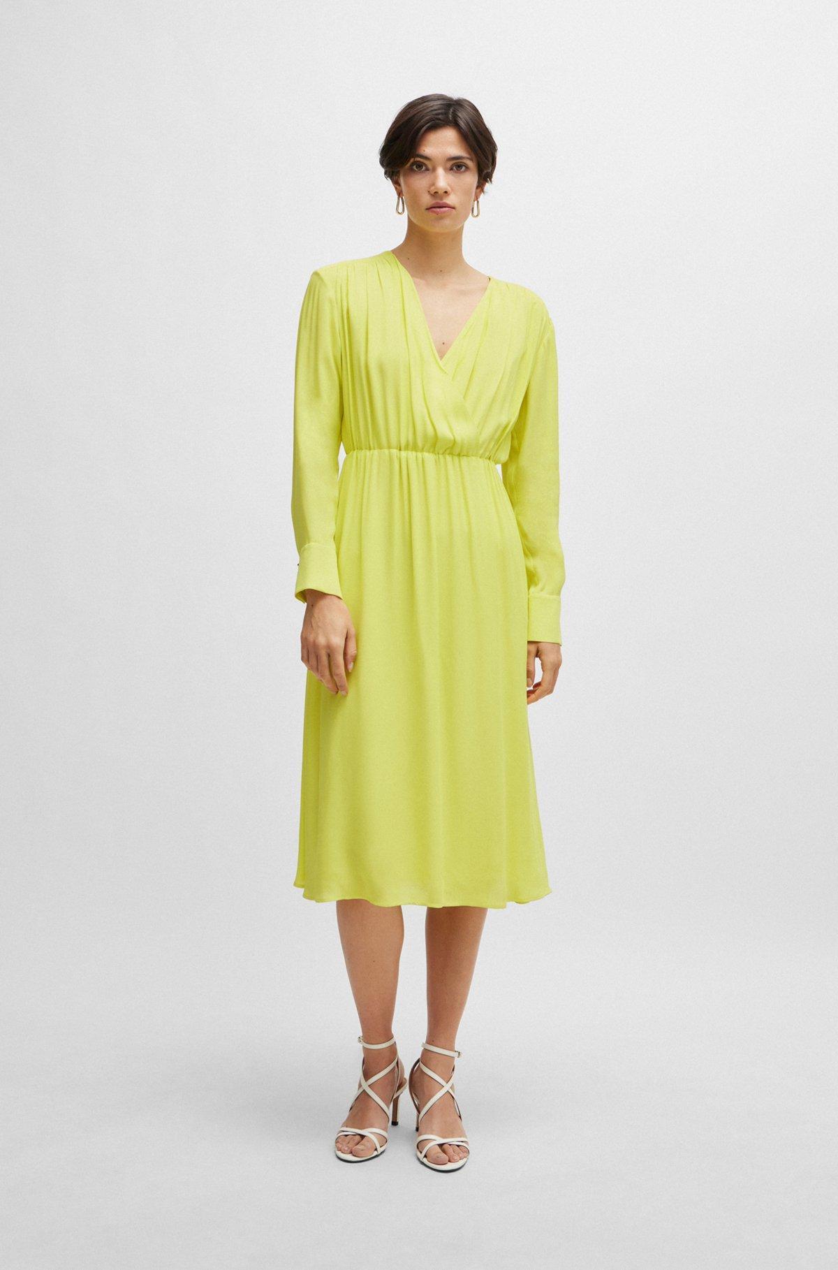 Regular-fit dress with wrap front and button cuffs Product Image