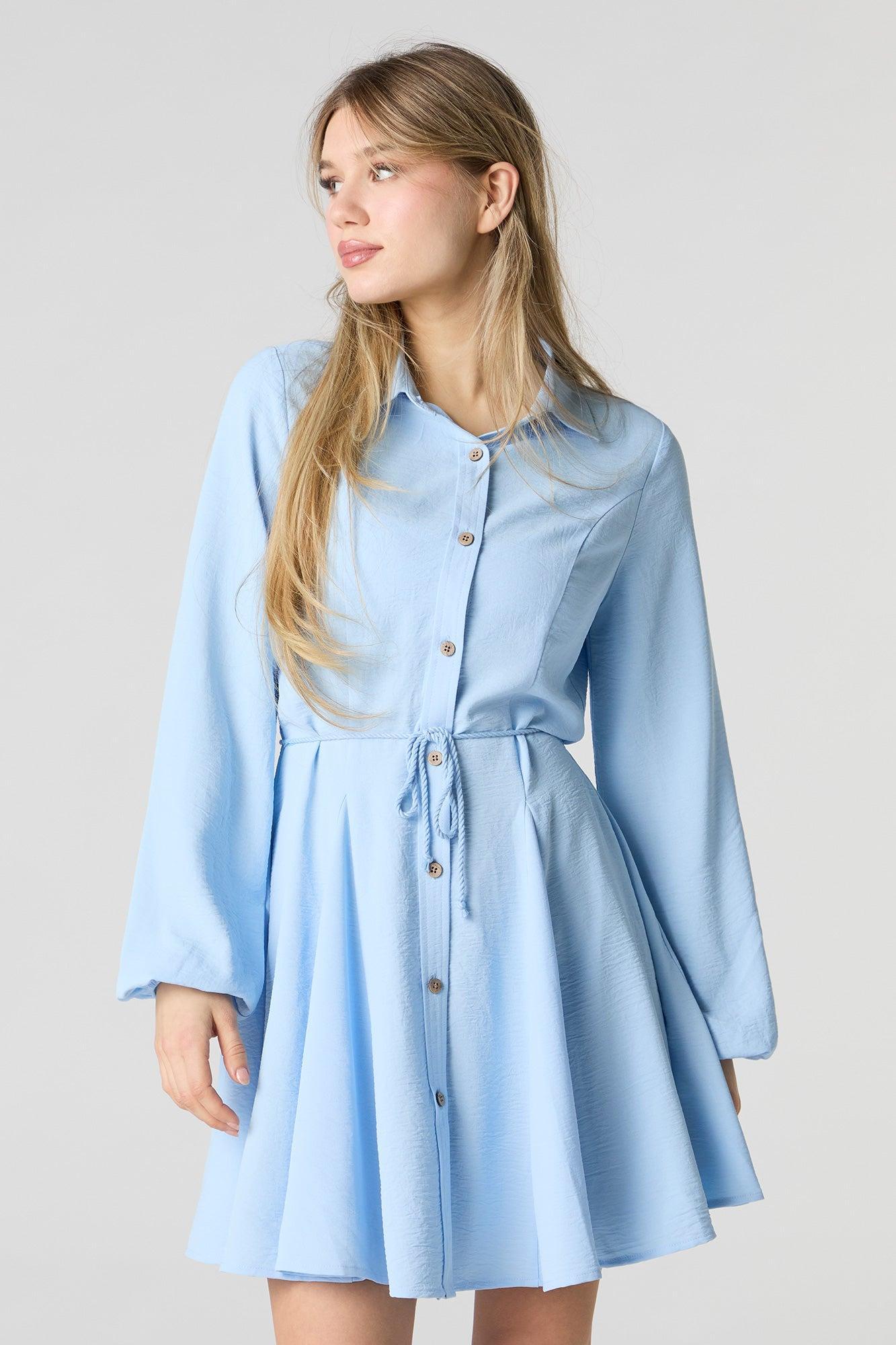Button-Up Long Sleeve Mini Dress Female Product Image