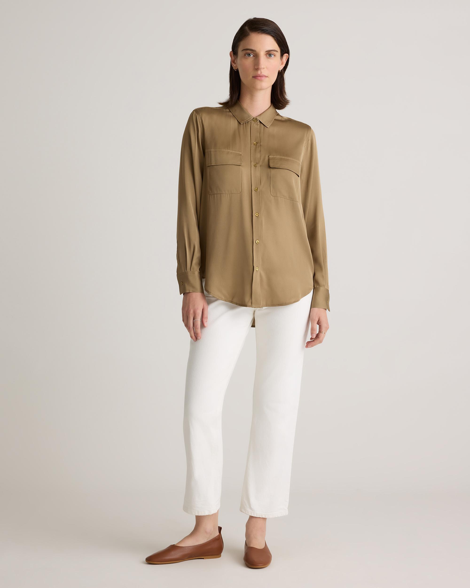 Quince | Women's Washable Stretch Silk Utility Long Sleeve Blouse Product Image