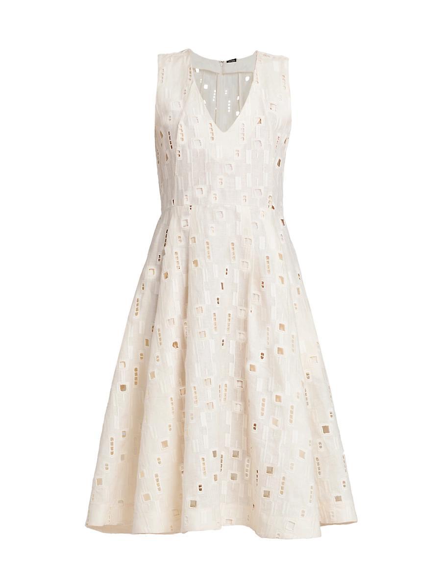 Womens Cutout Linen Fit-&-Flare Dress Product Image