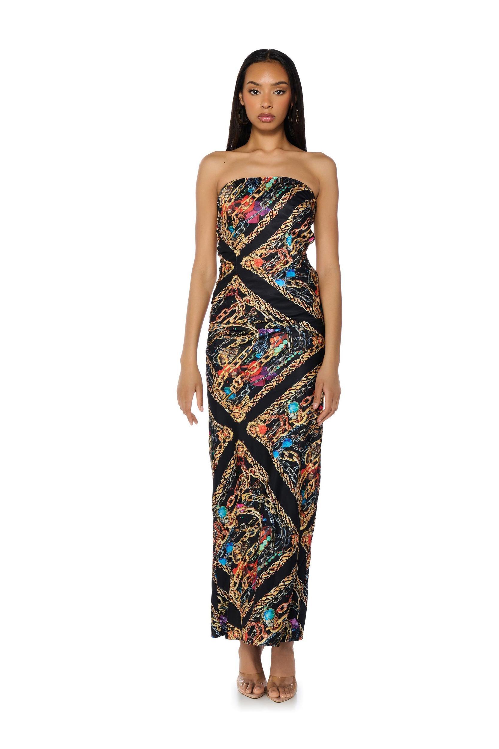 CHAINMAIL SATIN MAXI DRESS Product Image