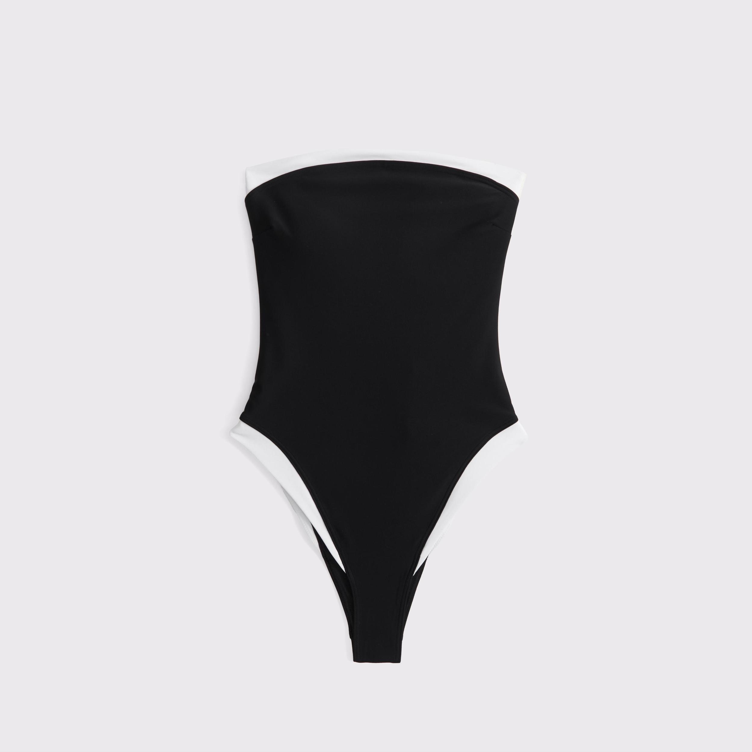 Straight Neck One-Piece Swimsuit Product Image