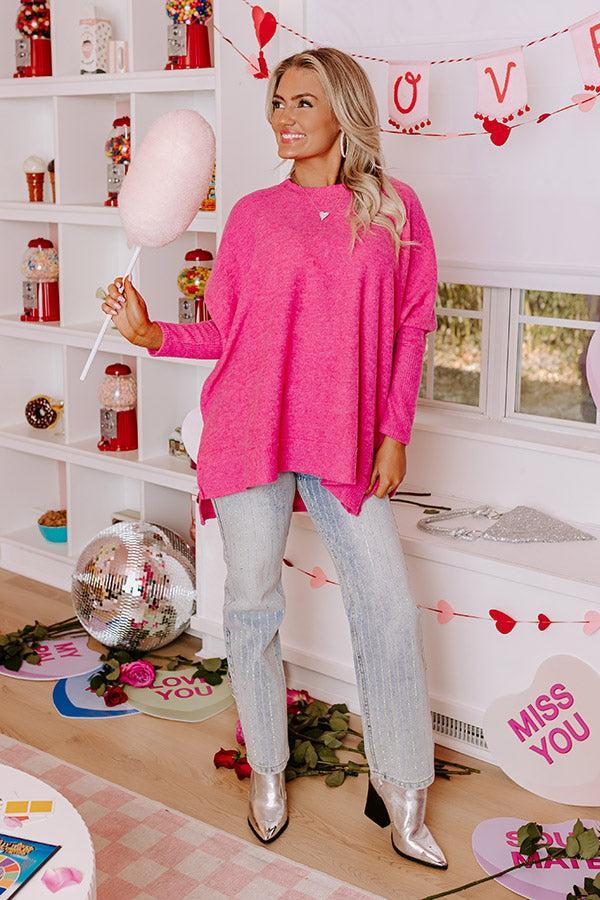Call Me Cutie Shift Sweater in Hot Pink Product Image