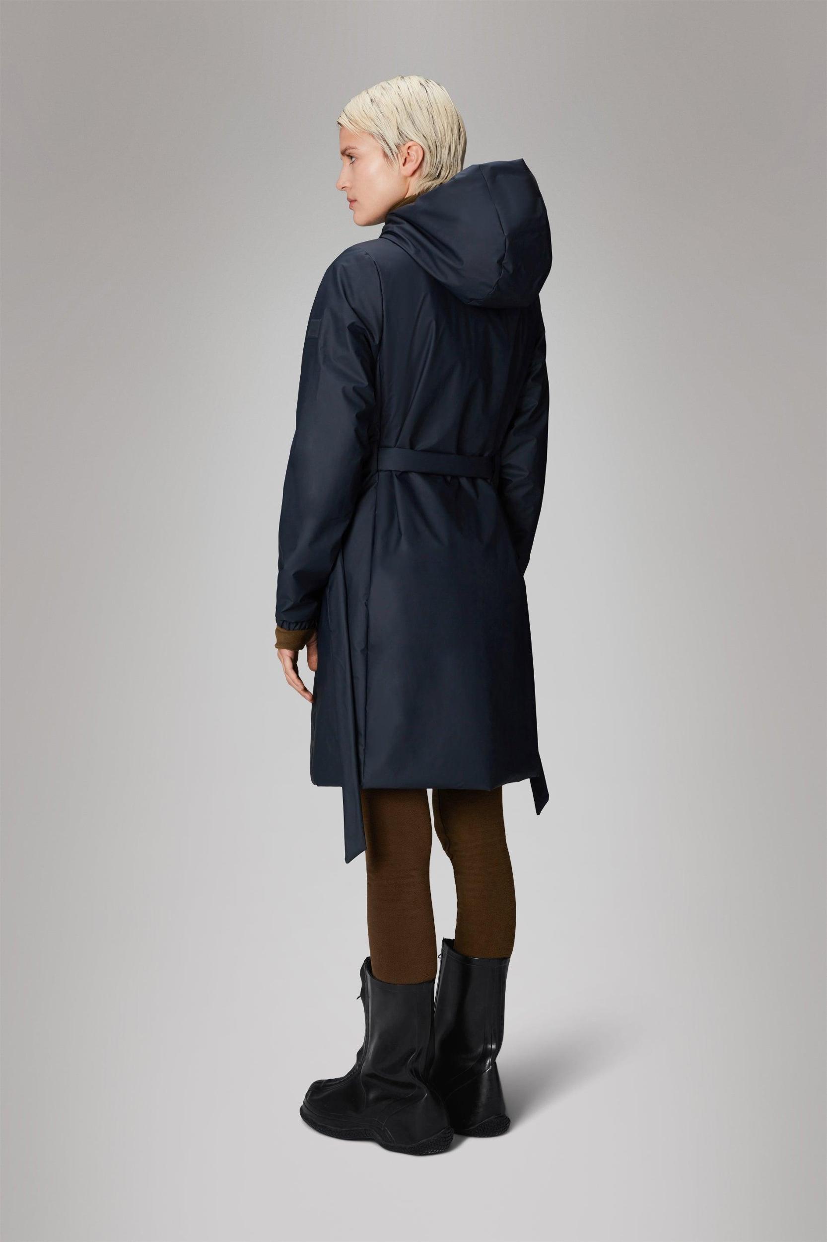 Rains Lohja Long Insulated Curve Jacket in Navy Product Image