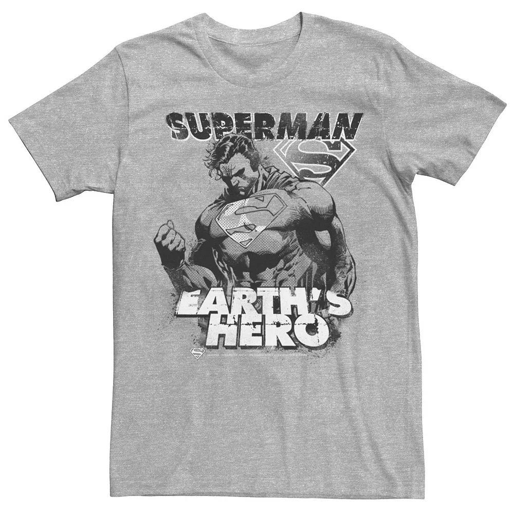 Men's DC Comics Superman Earth's Hero Sketched Poster Tee, Size: Medium, Athletic Grey Product Image