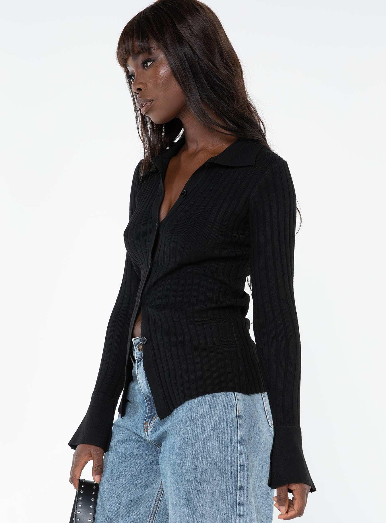 Anneke Collared Cardigan Black Product Image