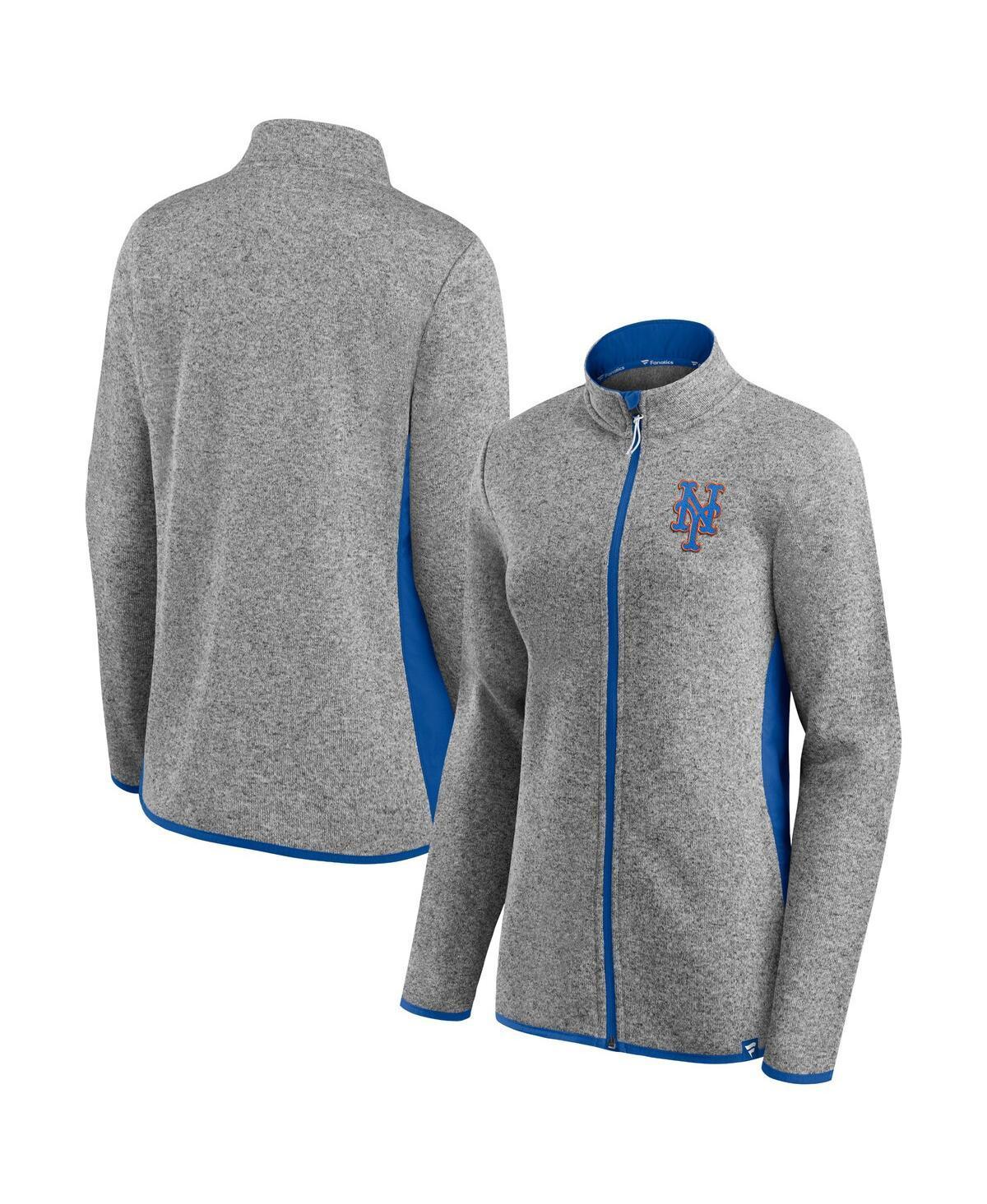 Womens Fanatics Branded Heathered Charcoal New York Mets Primary Logo Fleece Full-Zip Jacket Product Image