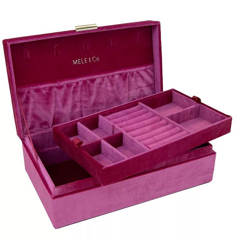 Mele and Co Jewel Onyx Black Velvet Jewelry Box Organizer, Women's, Red Product Image