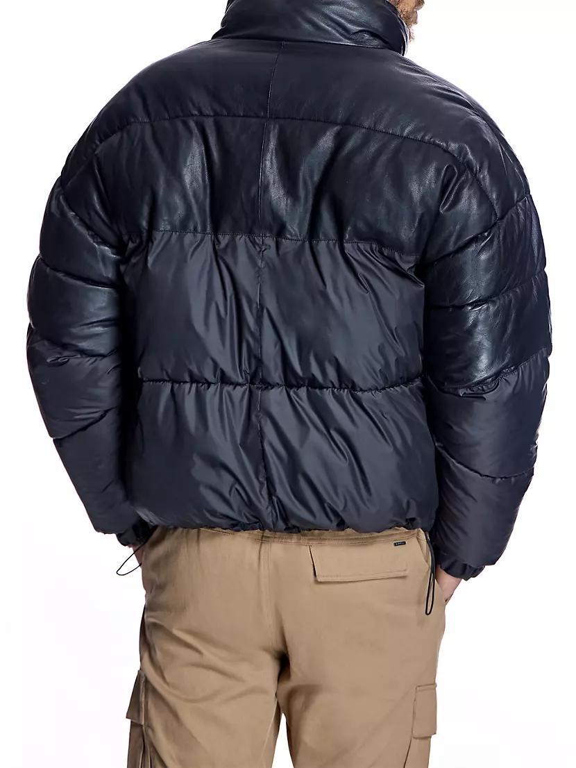 Men's Leather Puffer Jacket Product Image