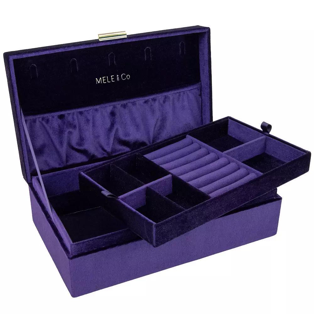 Mele and Co Jewel Onyx Black Velvet Jewelry Box Organizer, Women's, Purple Product Image