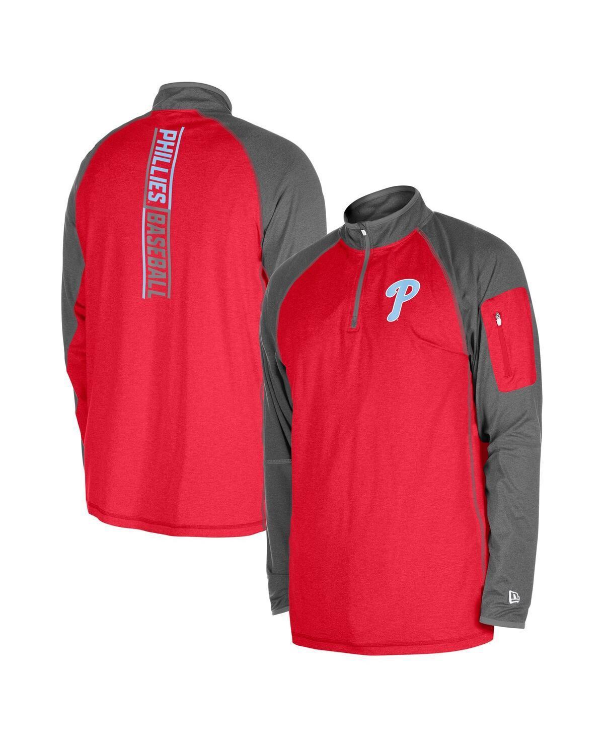 Men's New Era Red Philadelphia Phillies Father's Day Raglan Quarter-Zip Top, Size: Medium Product Image