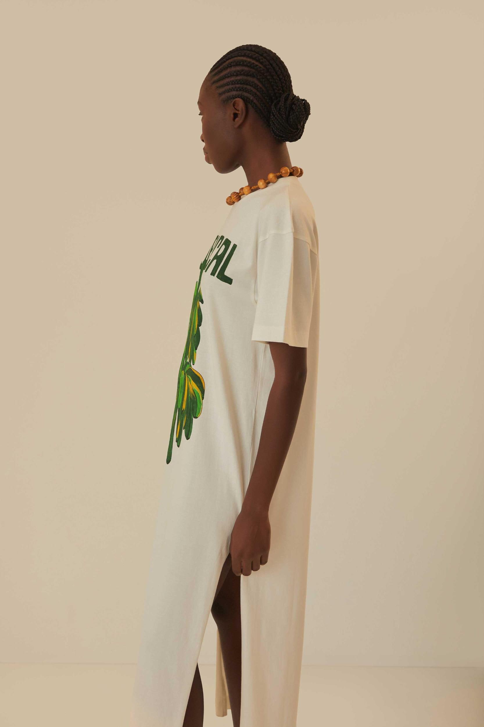 Off-White Tropical Organic Cotton T-Shirt Dress Product Image