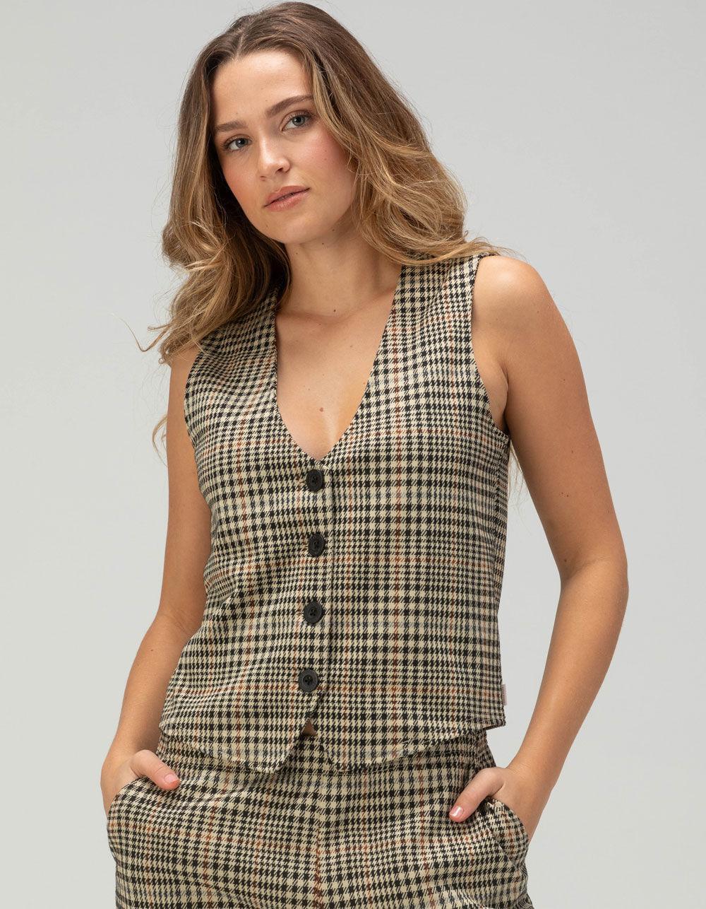 BRIXTON Menswear Plaid Womens Vest - BROWN COMBO Product Image