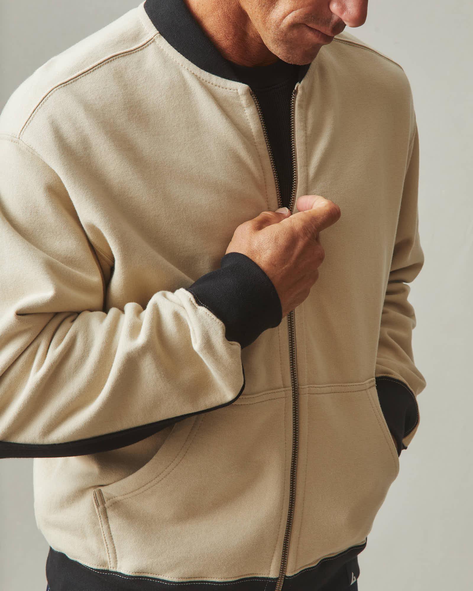 Men's Fleece Bomber Jacket - Khaki Male Product Image