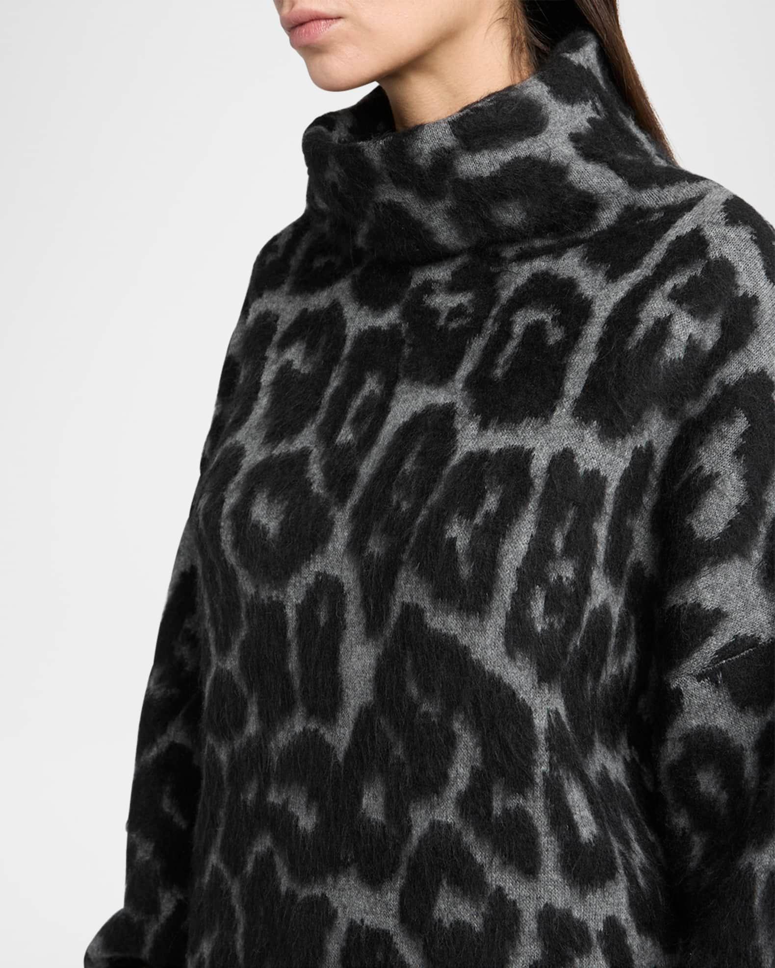 Leopard Jacquard Oversized Wool Turtleneck Product Image