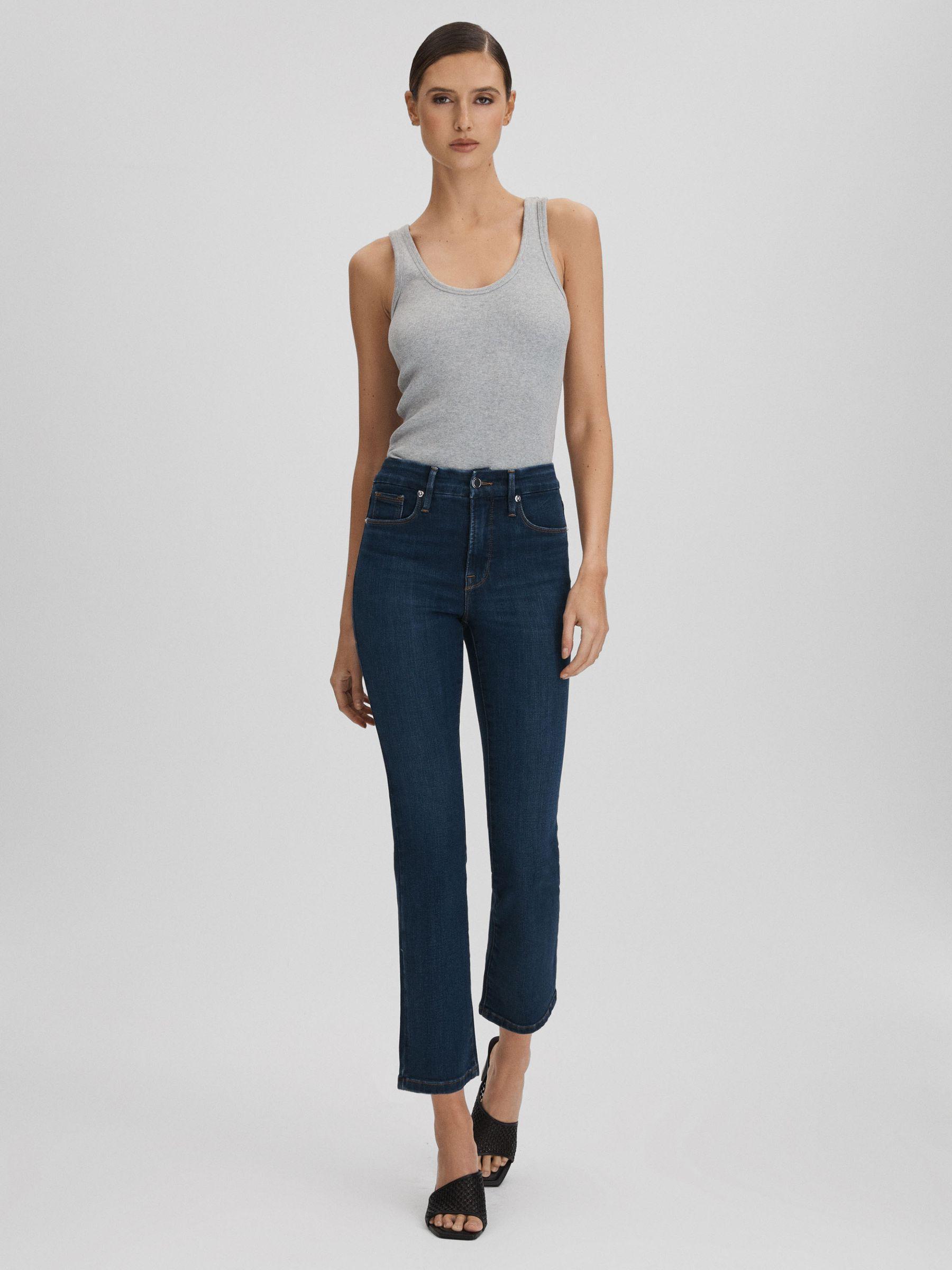 Good American Slim Fit Cropped Jeans in Blue Product Image