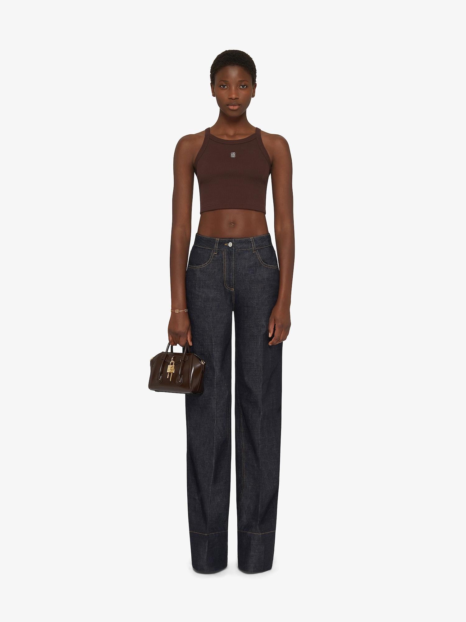 Cropped tank top in cotton with 4G detail Product Image