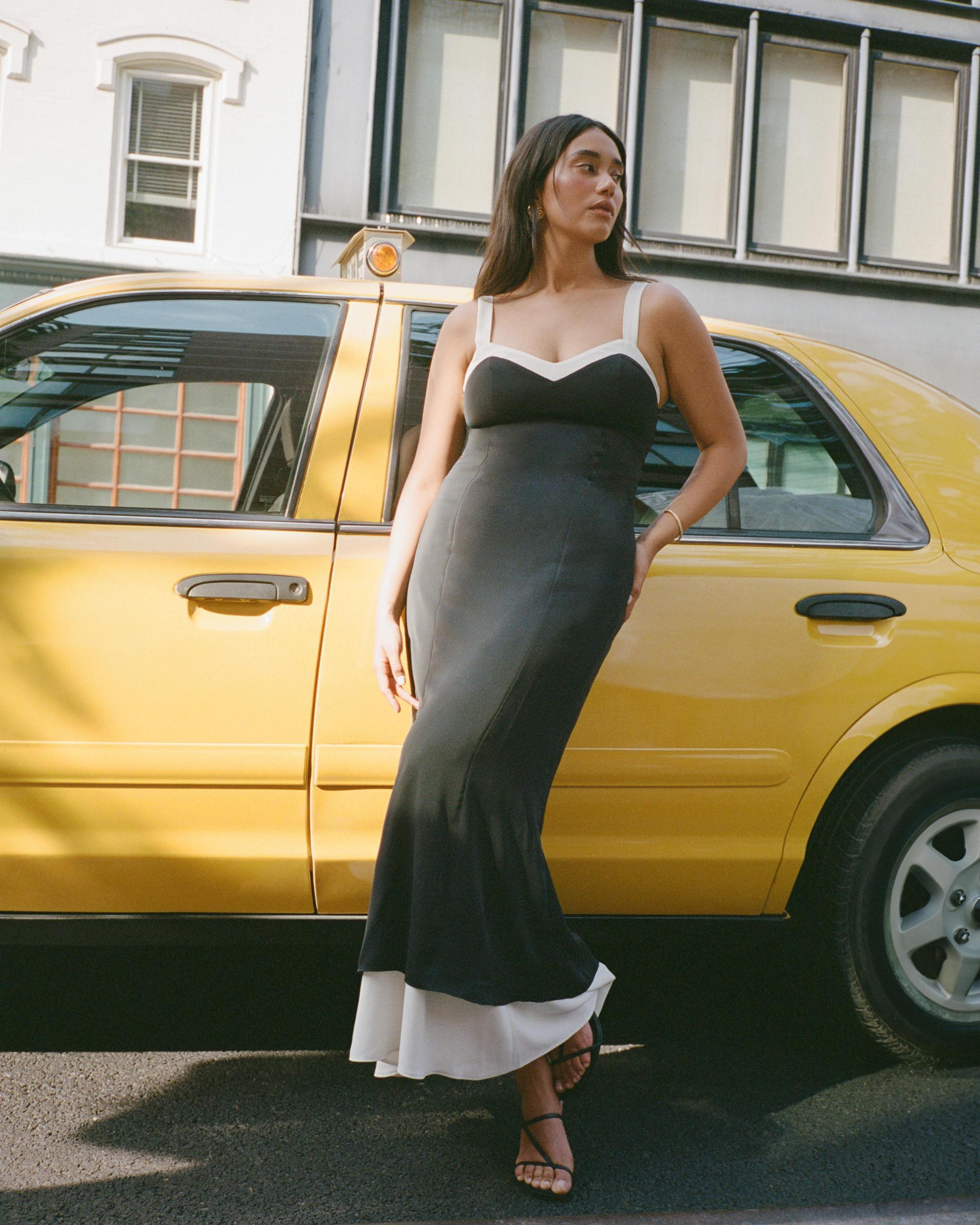 The A&F Julia Slip Contrast Tie-Back Maxi Dress Product Image
