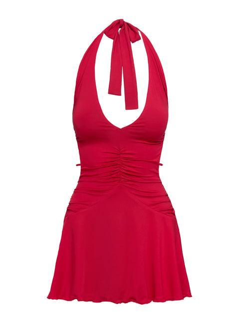 Maeva Halter Mini Dress Red Product Image