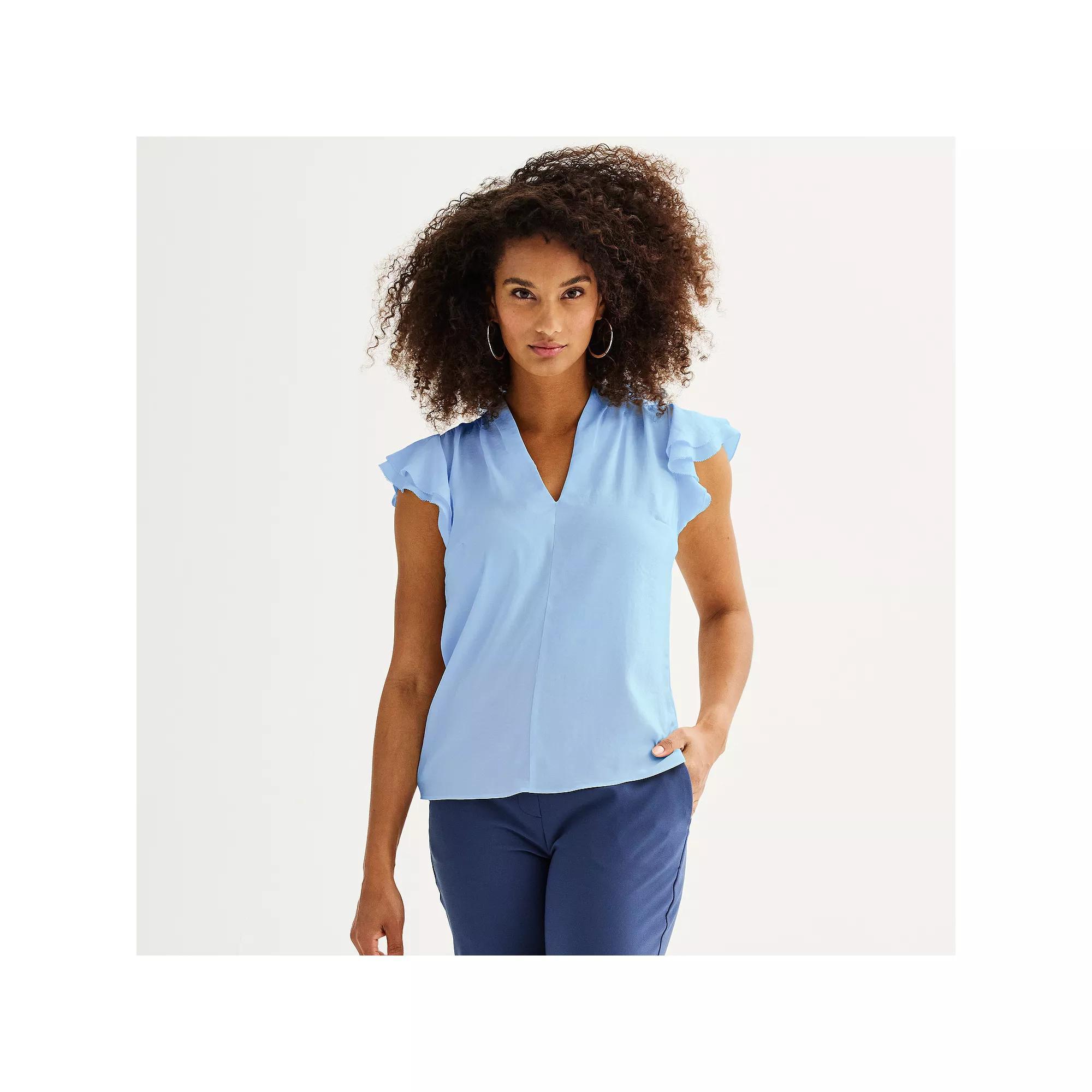 Womens Nine West Flutter Sleeve Satin Blouse Product Image