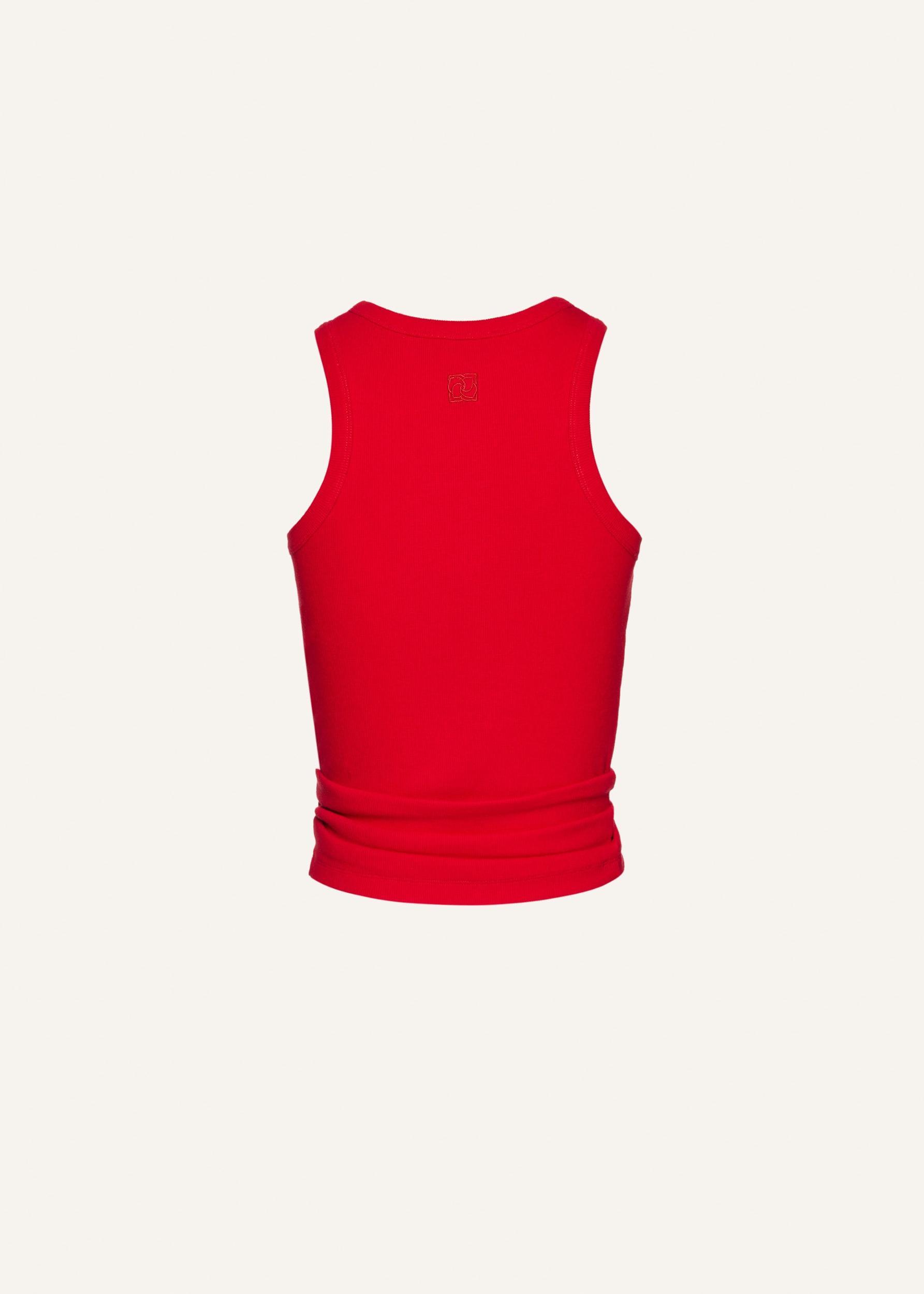 Knotted tank top in red Product Image
