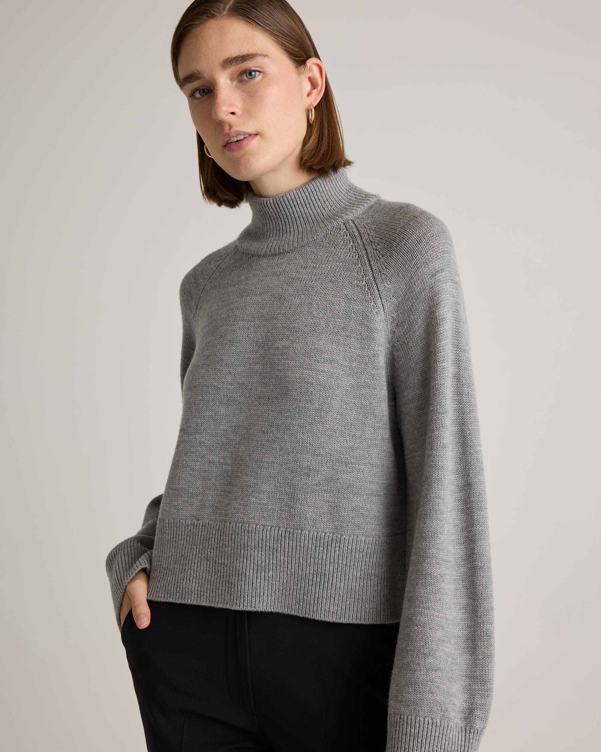 Quince | Women's Australian Merino Wool Cropped Mock Neck Sweater Size XL Product Image